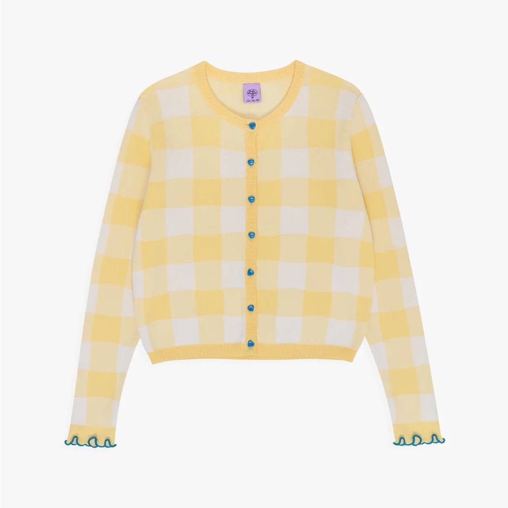 Lisa Says Gah Yellow and White Gingham Cardigan